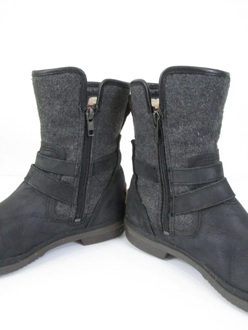 Ugg Womens Waterproof Simmens Black Leather Mid Calf Zip Up Boots Size 6.5